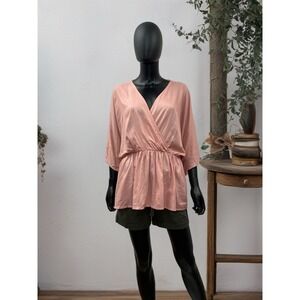 ASOS Design Curve 100% Viscose Blush Wrap Tunic Top - Size US 18